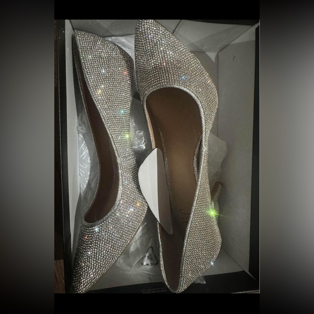Elegant Silver Rhinestone Women's Heels